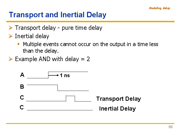 Modeling delay Transport and Inertial Delay Ø Transport delay - pure time delay Ø