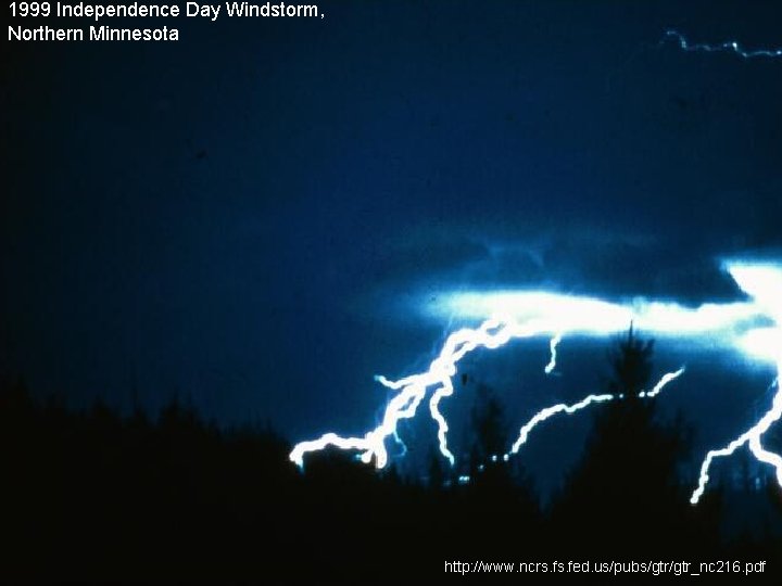 1999 Independence Day Windstorm, Northern Minnesota http: //www. ncrs. fed. us/pubs/gtr_nc 216. pdf 