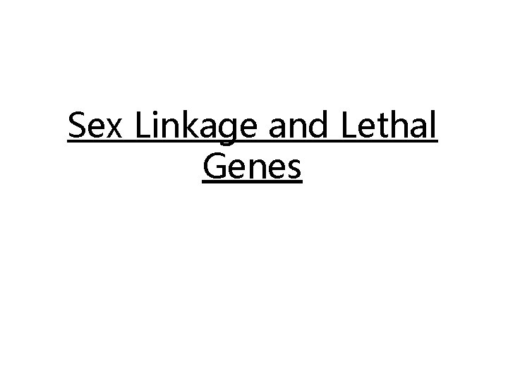 Sex Linkage and Lethal Genes 