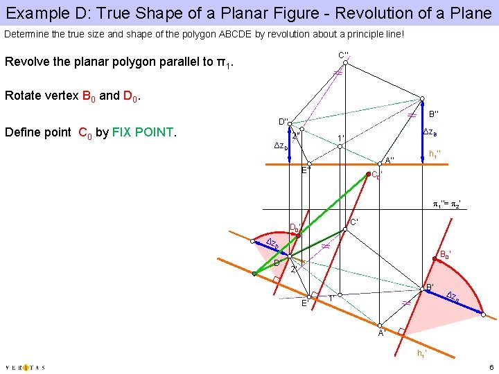 Example D: True Shape of a Planar Figure - Revolution of a Plane Determine