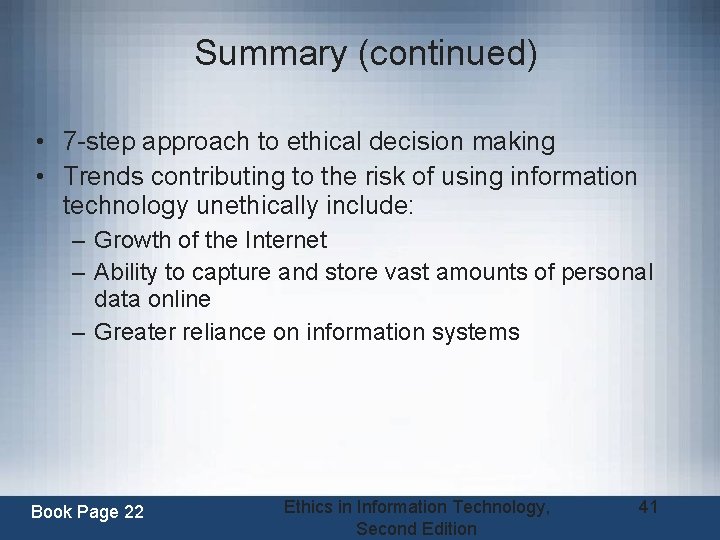 Ethics in Information Technology Second Edition Chapter 1