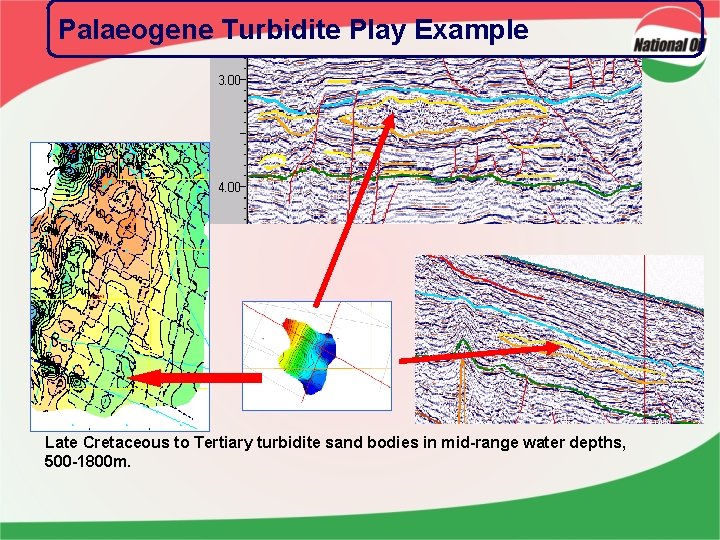 Palaeogene Turbidite Play Example Late Cretaceous to Tertiary turbidite sand bodies in mid-range water