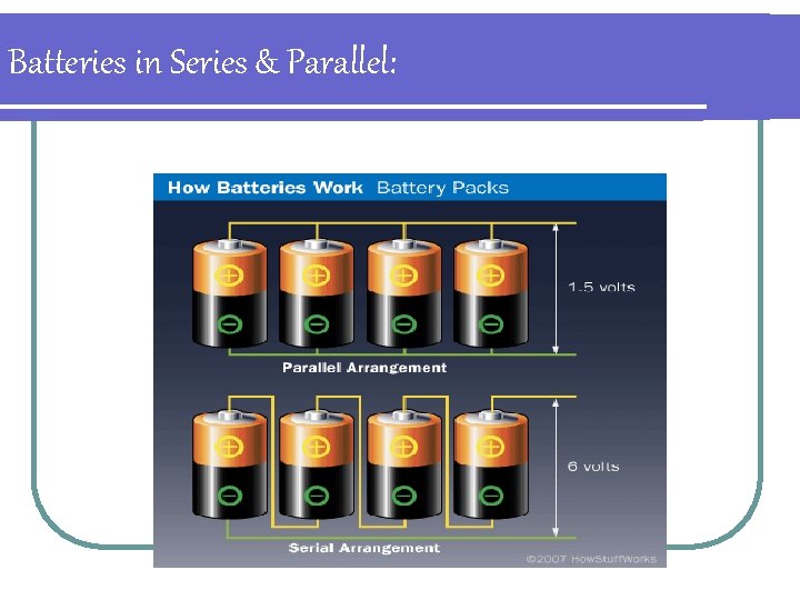Batteries in Series & Parallel: 