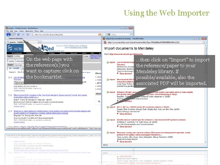 Using the Web Importer On the web page with the reference(s) you want to