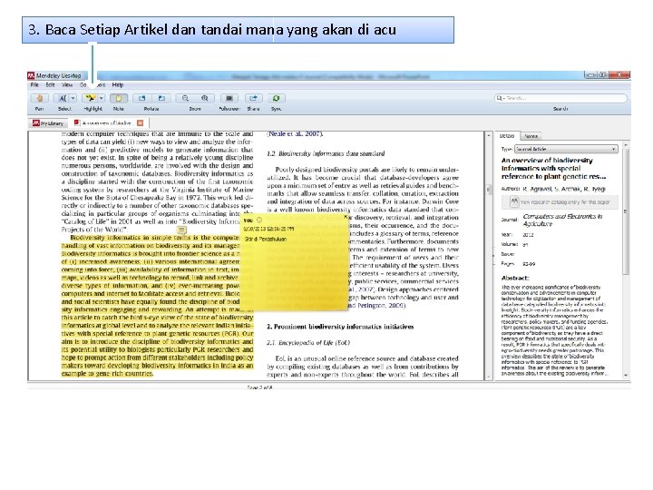 3. Baca Setiap Artikel dan tandai mana yang akan di acu 