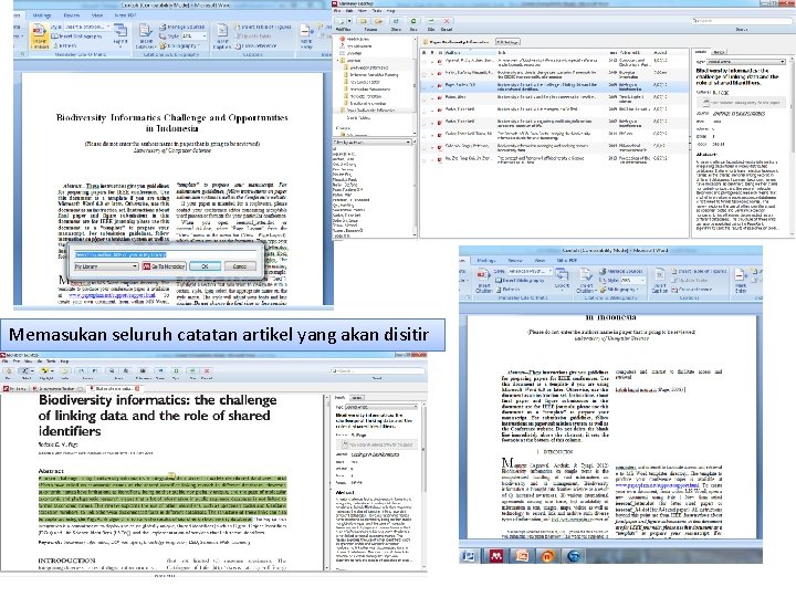 Memasukan seluruh catatan artikel yang akan disitir 
