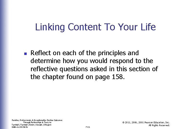 Linking Content To Your Life n Reflect on each of the principles and determine Linking Content To Your Life n Reflect on each of the principles and determine
