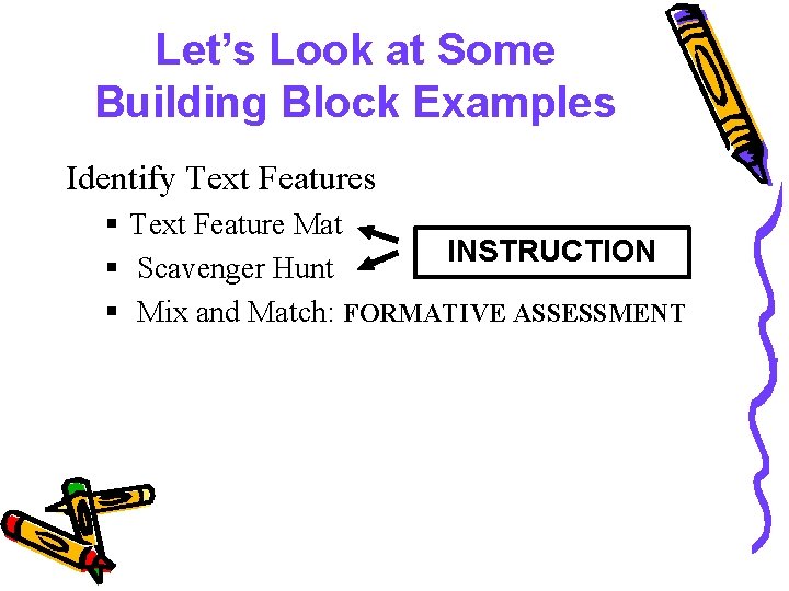 Let’s Look at Some Building Block Examples Identify Text Features § Text Feature Mat
