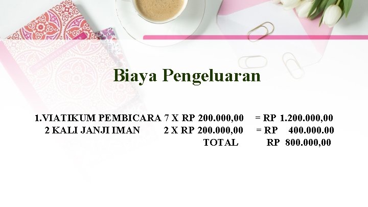 Biaya Pengeluaran 1. VIATIKUM PEMBICARA 7 X RP 200. 000, 00 2 KALI JANJI