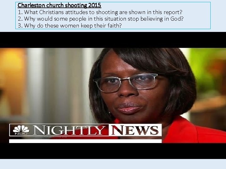 Charleston church shooting 2015 1. What Christians attitudes to shooting are shown in this