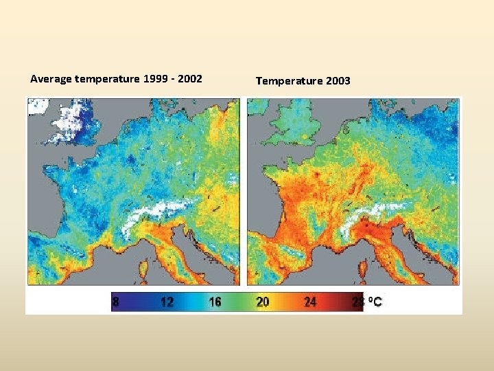 Average temperature 1999 - 2002 Temperature 2003 