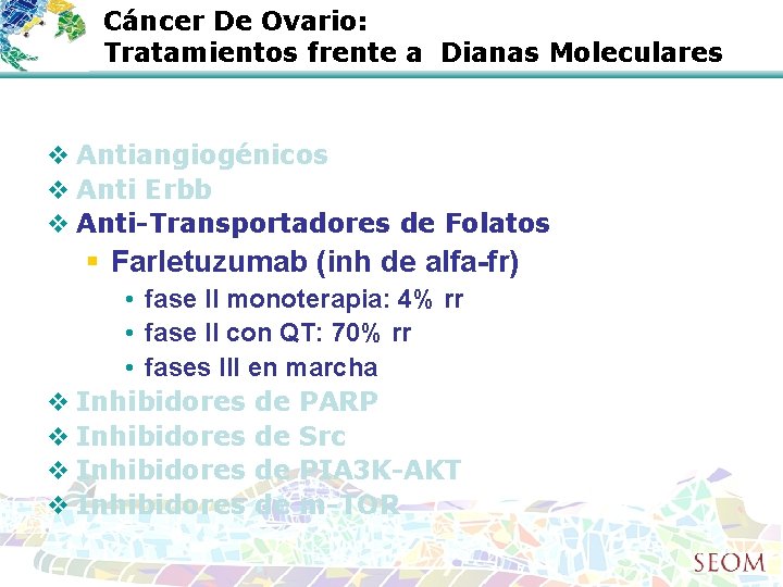 Cáncer De Ovario: Tratamientos frente a Dianas Moleculares v Antiangiogénicos v Anti Erbb v