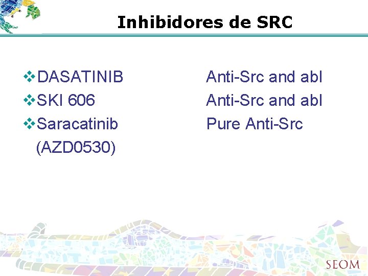 Inhibidores de SRC v. DASATINIB v. SKI 606 v. Saracatinib (AZD 0530) Anti-Src and