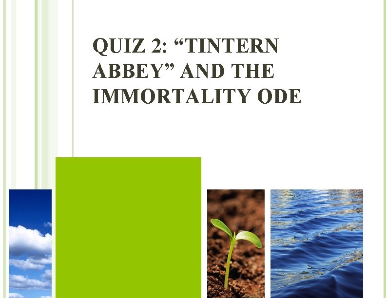 QUIZ 2: “TINTERN ABBEY” AND THE IMMORTALITY ODE 