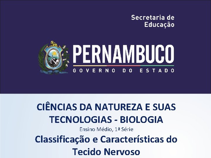 CIÊNCIAS DA NATUREZA E SUAS TECNOLOGIAS - BIOLOGIA Ensino Médio, 1ª Série Classificação e