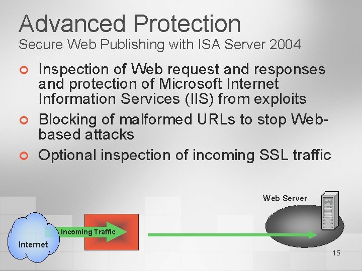 Advanced Protection Secure Web Publishing with ISA Server 2004 ¢ ¢ ¢ Inspection of