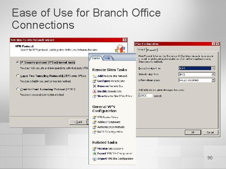 Ease of Use for Branch Office Connections 90 