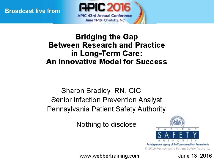 Broadcast live from Bridging the Gap Between Research and Practice in Long-Term Care: An