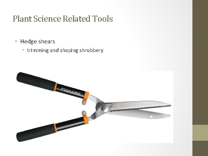 Plant Science Related Tools • Hedge shears • trimming and shaping shrubbery 