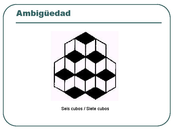 Ambigüedad Seis cubos / Siete cubos Ambigüedad Seis cubos / Siete cubos