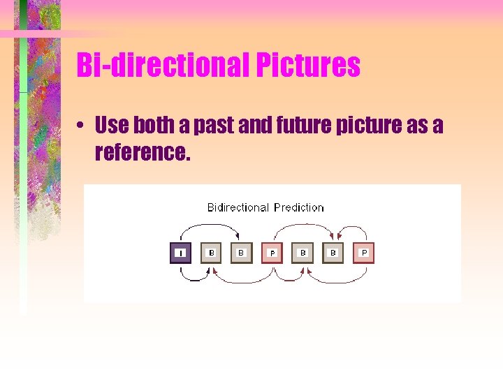 Bi-directional Pictures • Use both a past and future picture as a reference. 