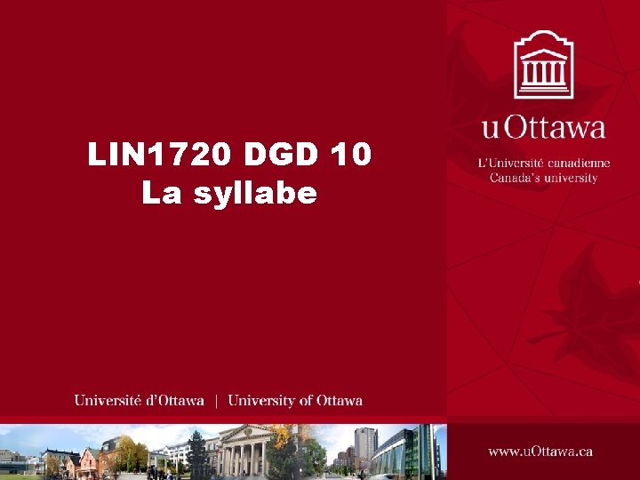 LIN 1720 DGD 10 La syllabe 