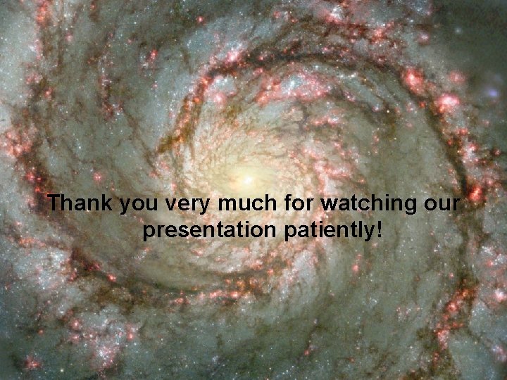 Thank you very much for watching our presentation patiently! 