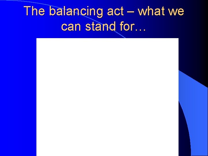 The balancing act – what we can stand for… 
