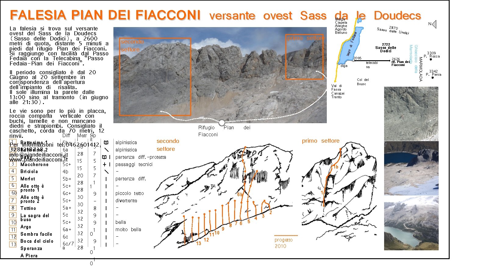 FALESIA PIAN DEI FIACCONI versante ovest Sass da le Doudecs 3 4 5 6