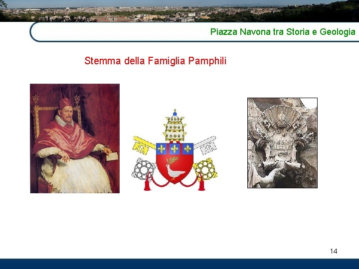 Piazza Navona tra Storia e Geologia Stemma della Famiglia Pamphili 14 