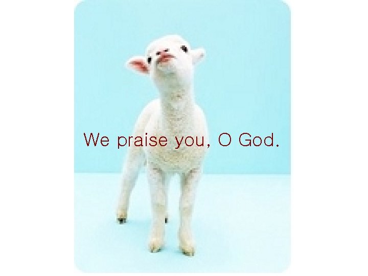 We praise you, O God. 