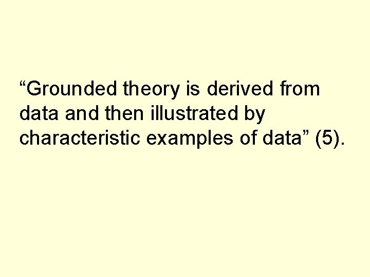 “Grounded theory is derived from data and then illustrated by characteristic examples of data”