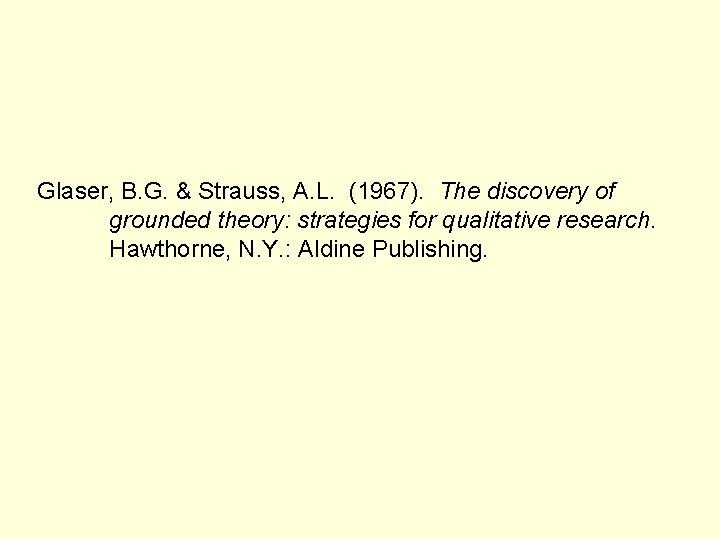 Glaser, B. G. & Strauss, A. L. (1967). The discovery of grounded theory: strategies