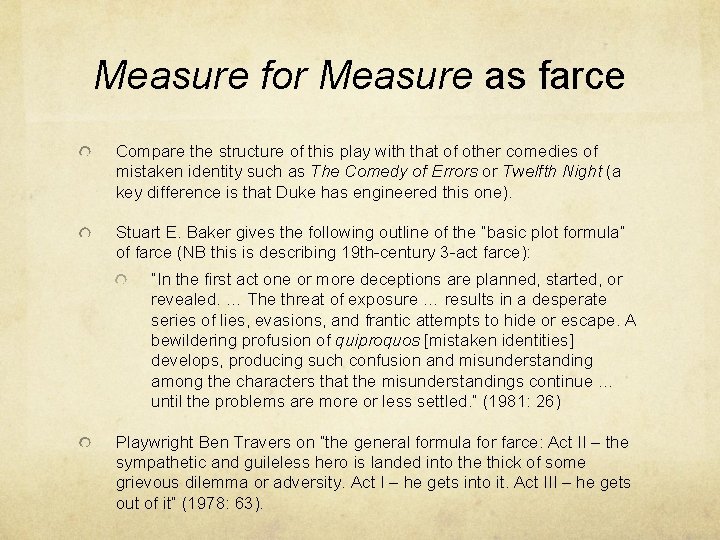 Measure for Measure as farce Compare the structure of this play with that of