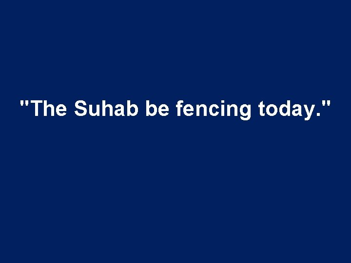 "The Suhab be fencing today. " 