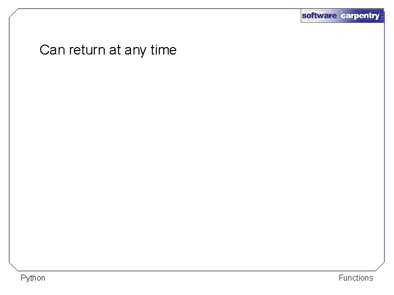 Can return at any time Python Functions 