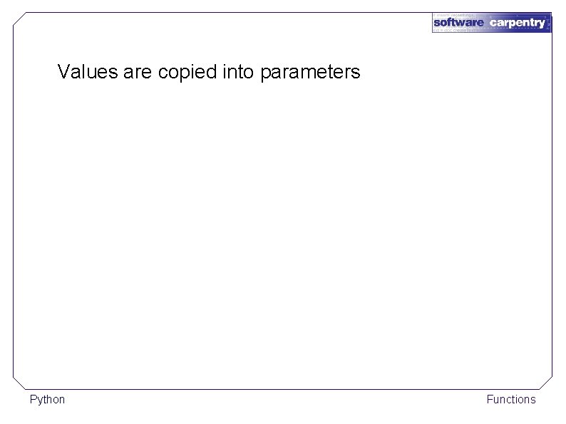 Values are copied into parameters Python Functions 