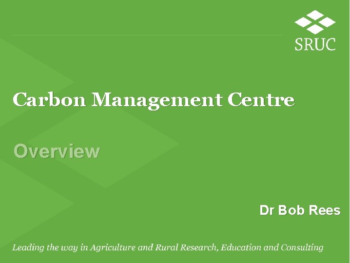 Carbon Management Centre Overview Dr Bob Rees 