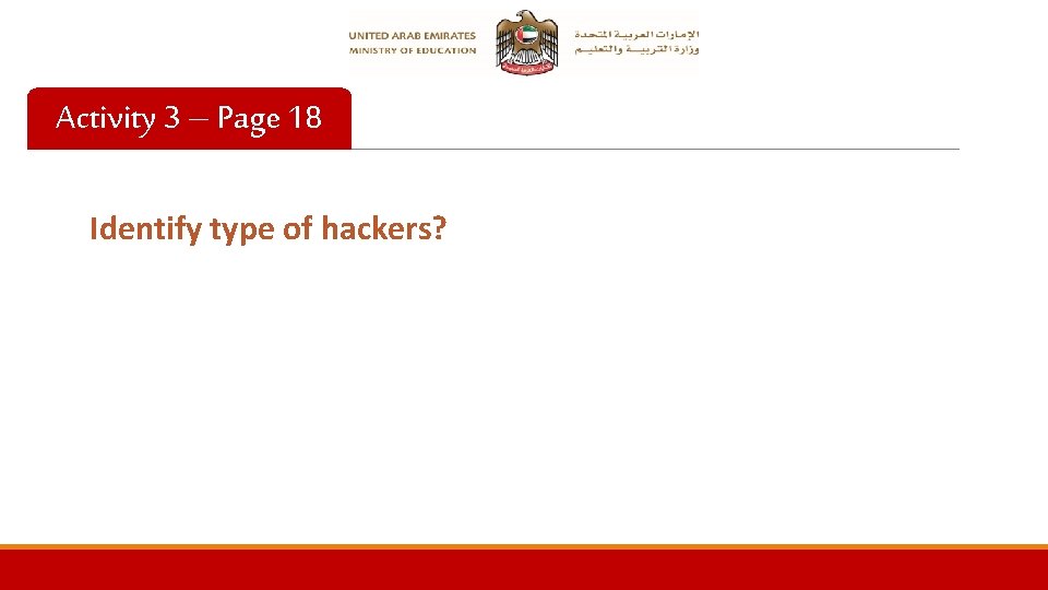 Activity 3 – Page 18 Identify type of hackers? 