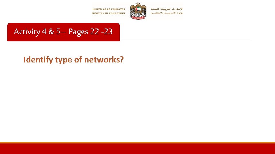 Activity 4 & 5– Pages 22 -23 Identify type of networks? 