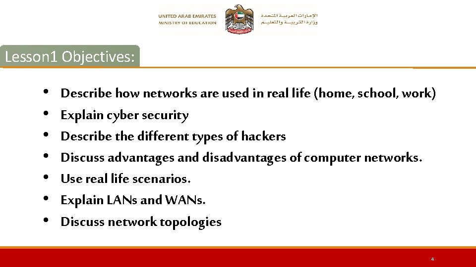 Lesson 1 Objectives: • • Describe how networks are used in real life (home,