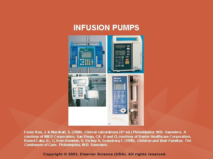INFUSION PUMPS From: Kee, J. & Marshall, S. (2000). Clinical calculations (4 th ed.