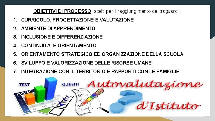 OBIETTIVI DI PROCESSO scelti per il raggiungimento dei traguardi : 1. CURRICOLO, PROGETTAZIONE E