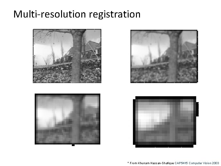 Multi-resolution registration * From Khurram Hassan-Shafique CAP 5415 Computer Vision 2003 