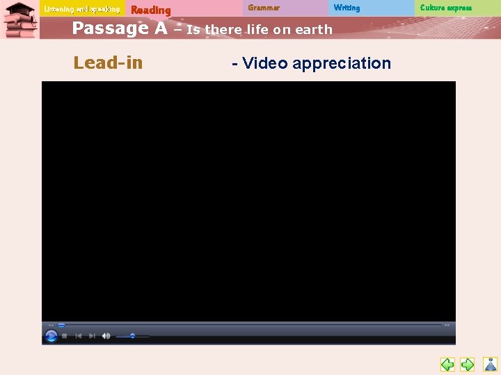 Listening and speaking Reading Passage A Lead-in Grammar Writing – Is there life on