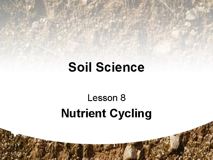 Soil Science Lesson 8 Nutrient Cycling 