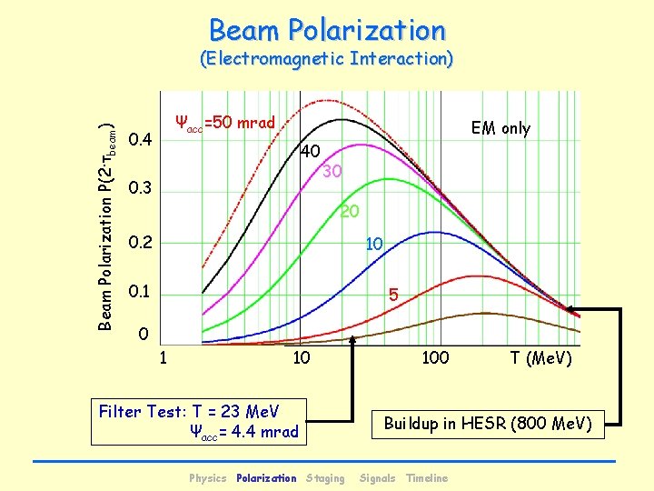 Beam Polarization P(2·τbeam) (Electromagnetic Interaction) Ψacc=50 mrad 0. 4 EM only 40 0. 3