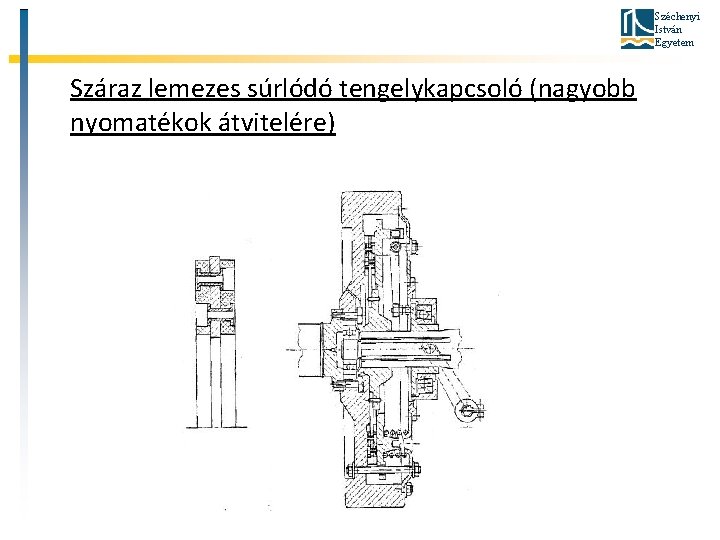 Széchenyi István Egyetem Száraz lemezes súrlódó tengelykapcsoló (nagyobb nyomatékok átvitelére) 