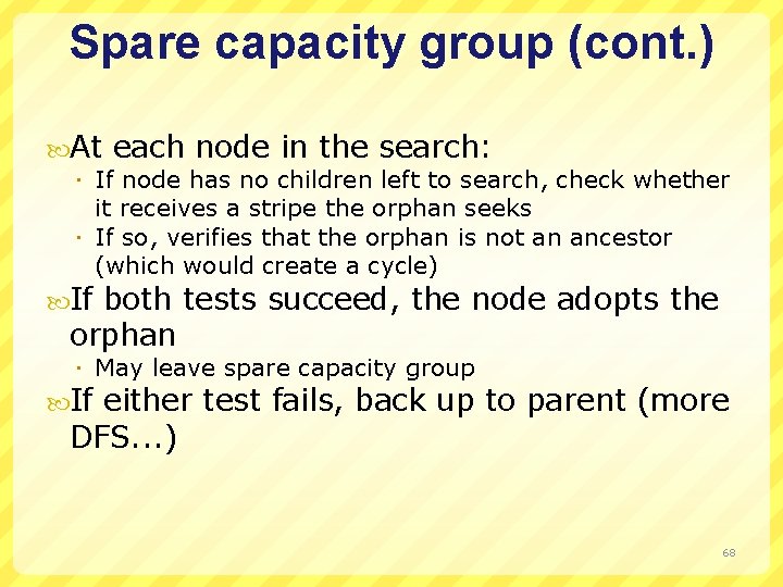 Spare capacity group (cont. ) At each node in the search: If node has