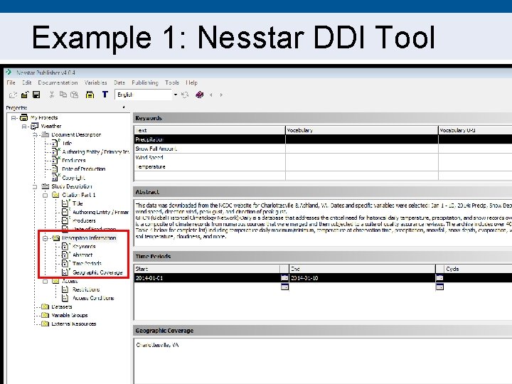 Example 1: Nesstar DDI Tool 9 